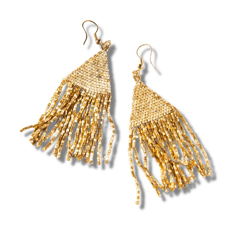 LEXIE SOLID BEADED FRINGE EARRINGS GOLD