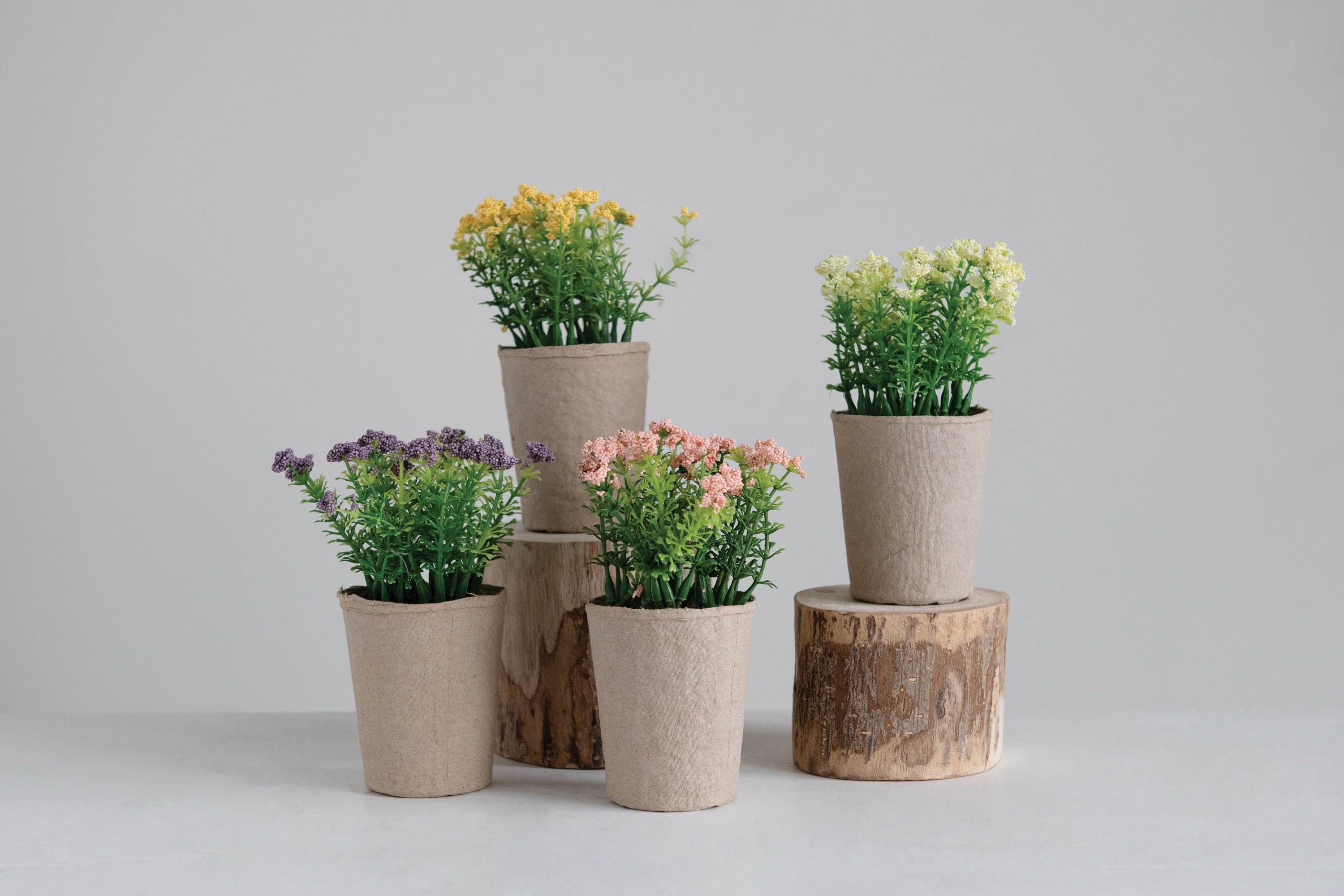 4" x 6.5" Faux Blooming Plant in Paper Pot