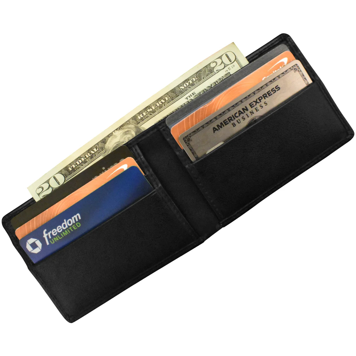 Men's Wallet Premium Leather Compact Bifold - Black