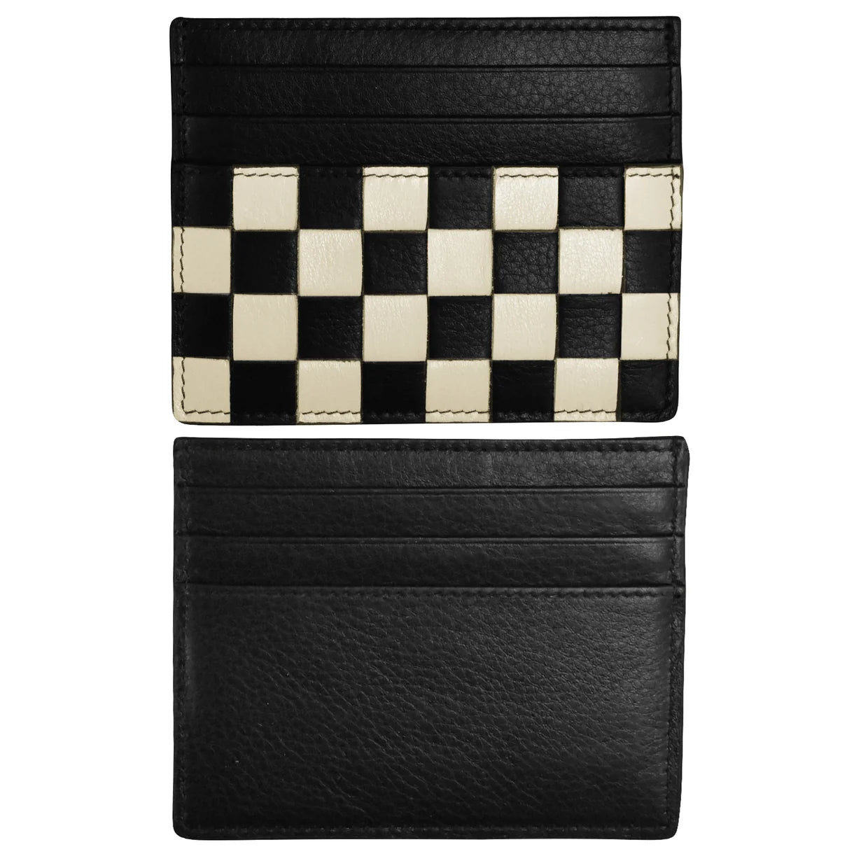 CHECKERBOARD CARD CASE BLACK/STONE