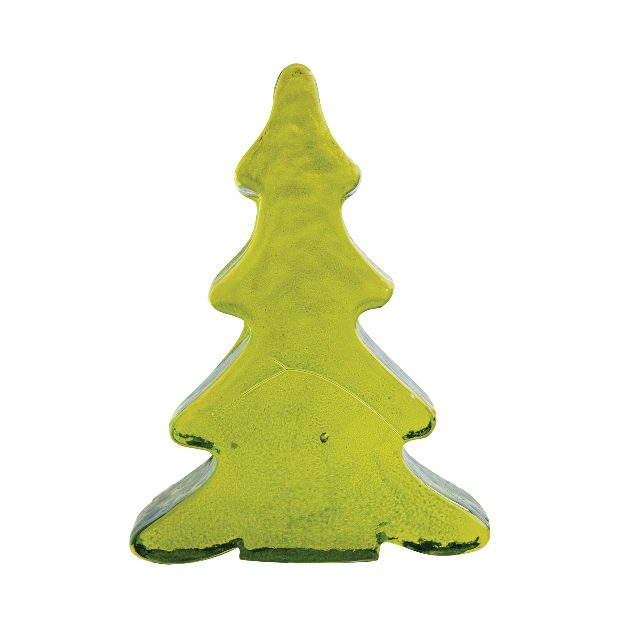 8"H 1"W THICK GLASS CHRISTMAS TREE, GREEN