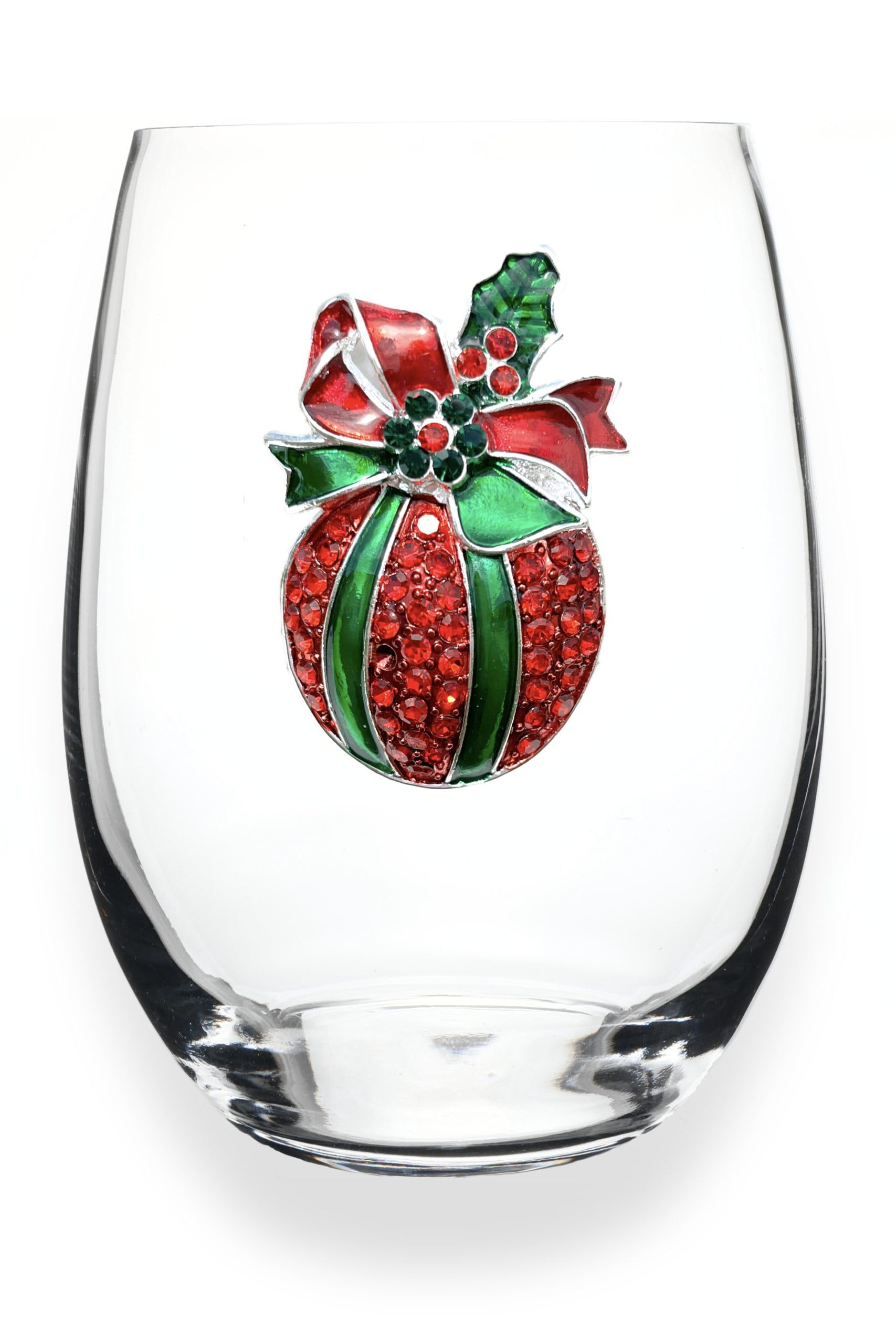 Present Holiday Stemless Wine Glass
