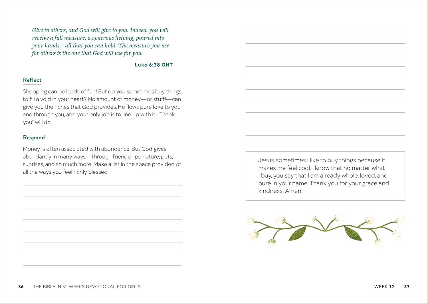The Bible in 52 Weeks Devotional for Girls