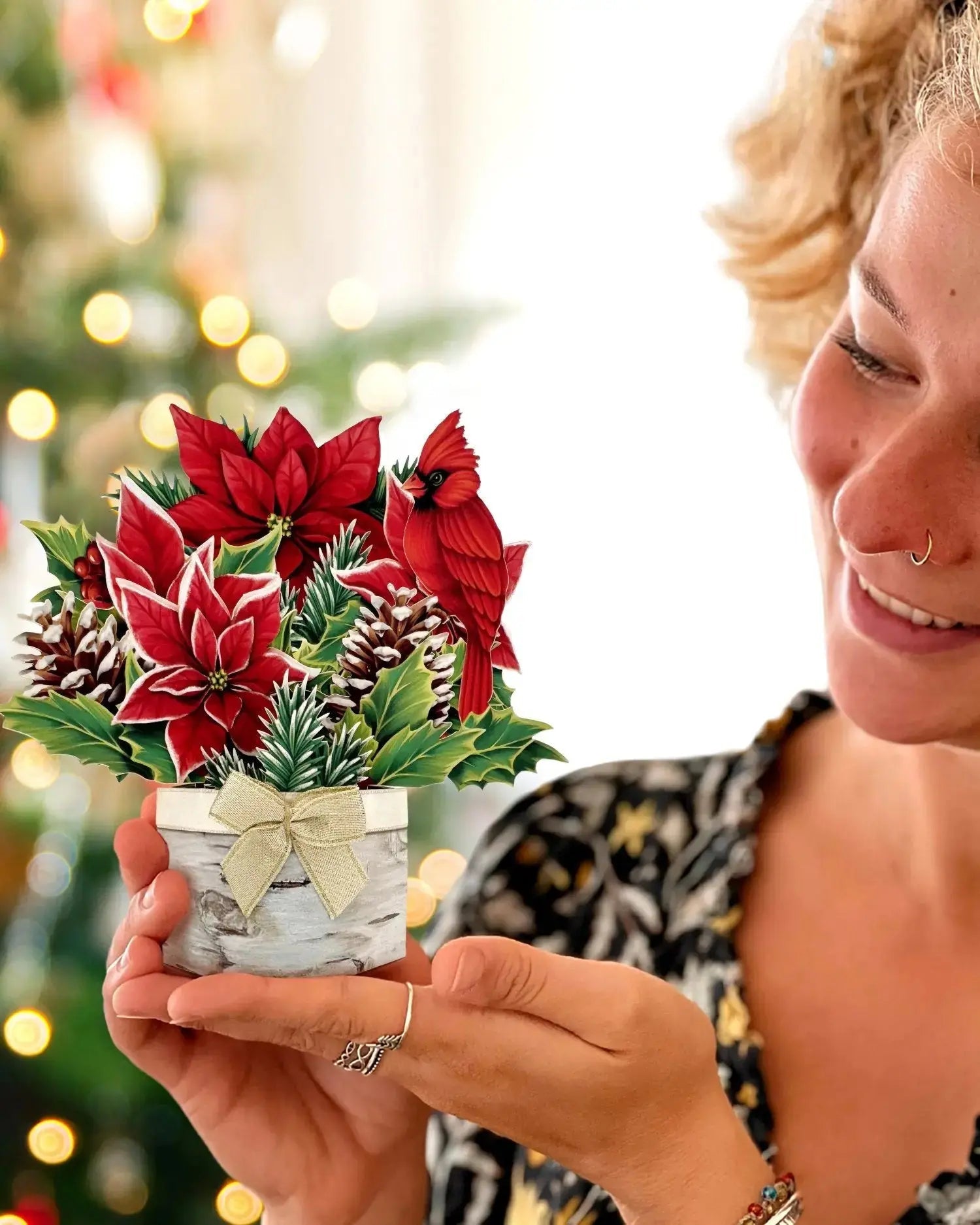 MINI BIRCH POINSETTIA GREETING CARD