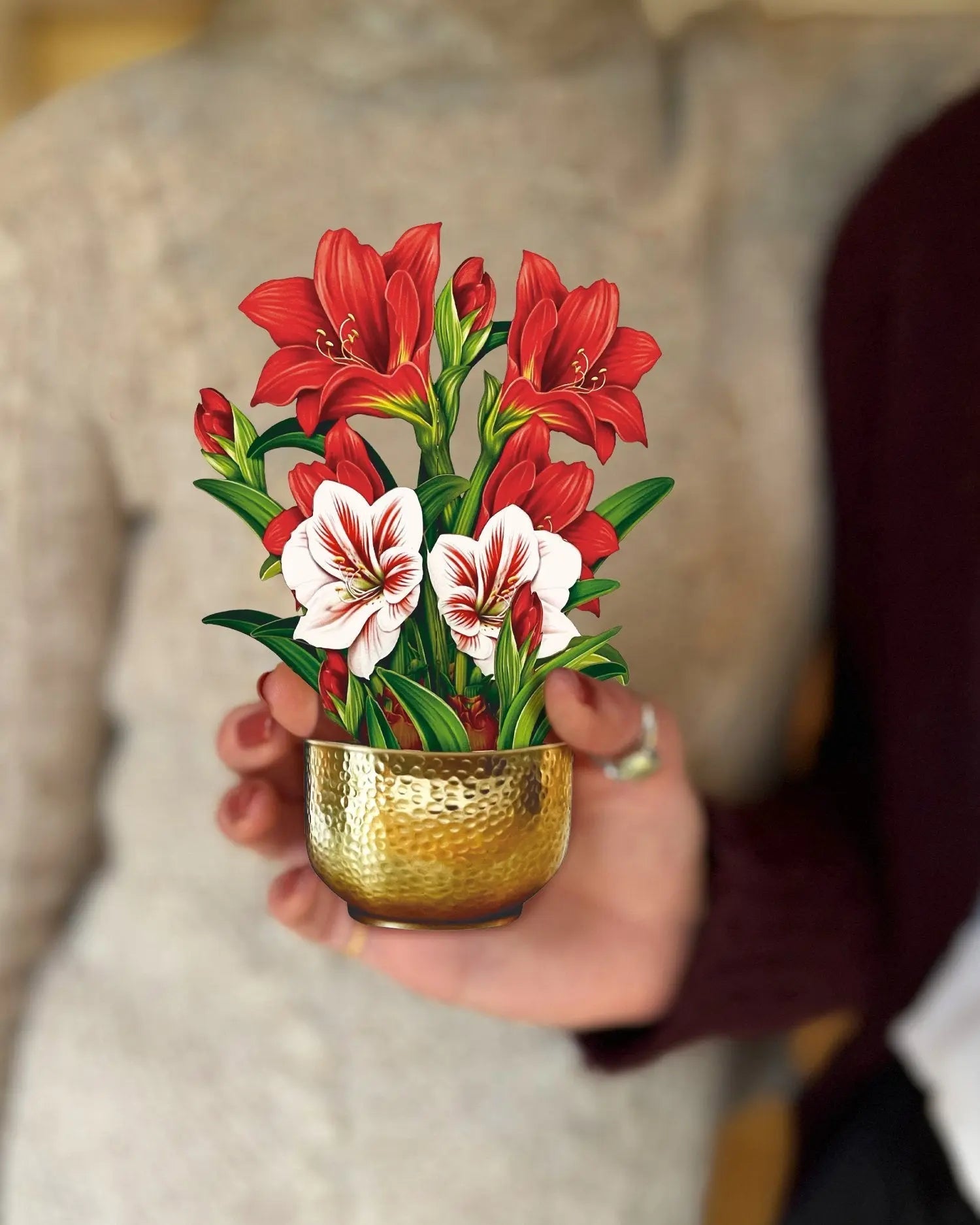 MINI SCARLET AMARYLLIS GREETING CARD