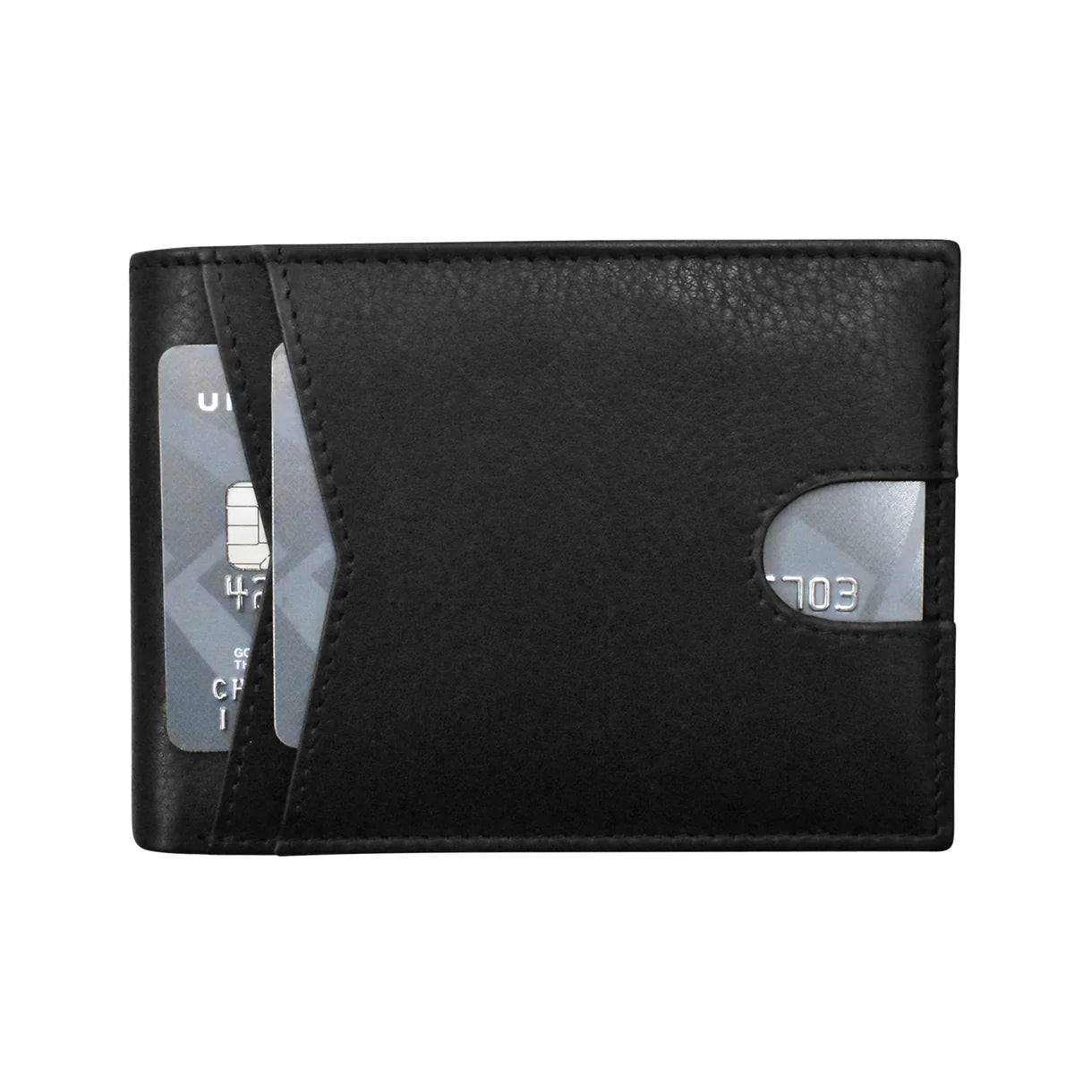 Men's Wallet Premium Leather Front Pocket Bifold - Black