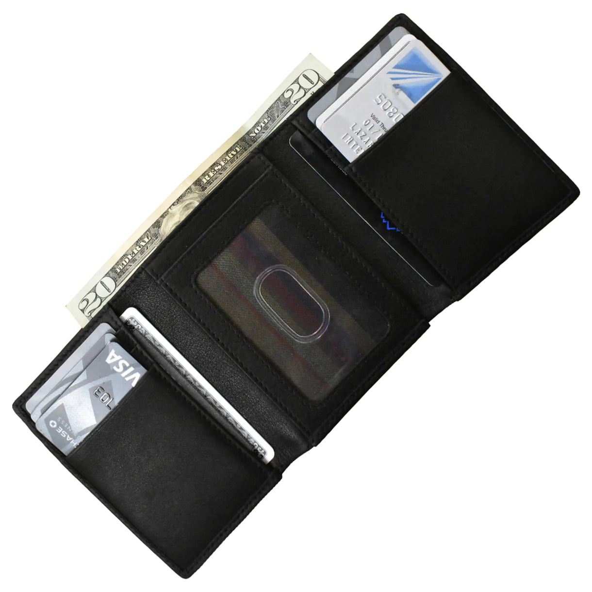 Men's Wallet Premium Leather Trifold - Black