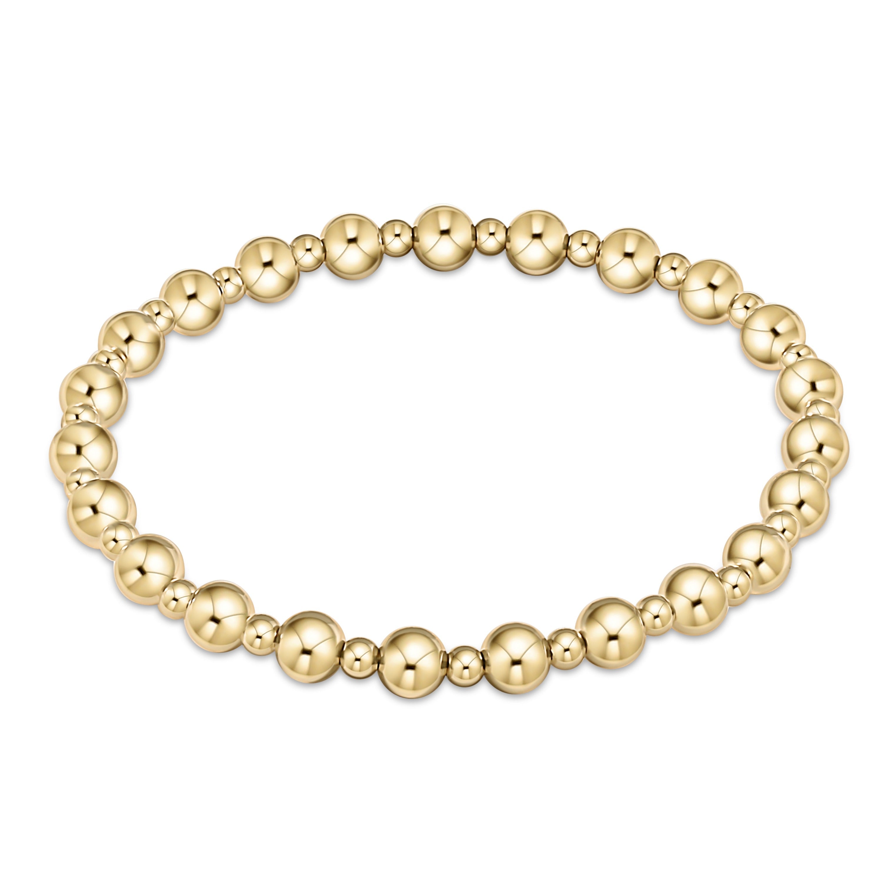 Dignity Grateful Pattern 5mm Bead Bracelet - Gold