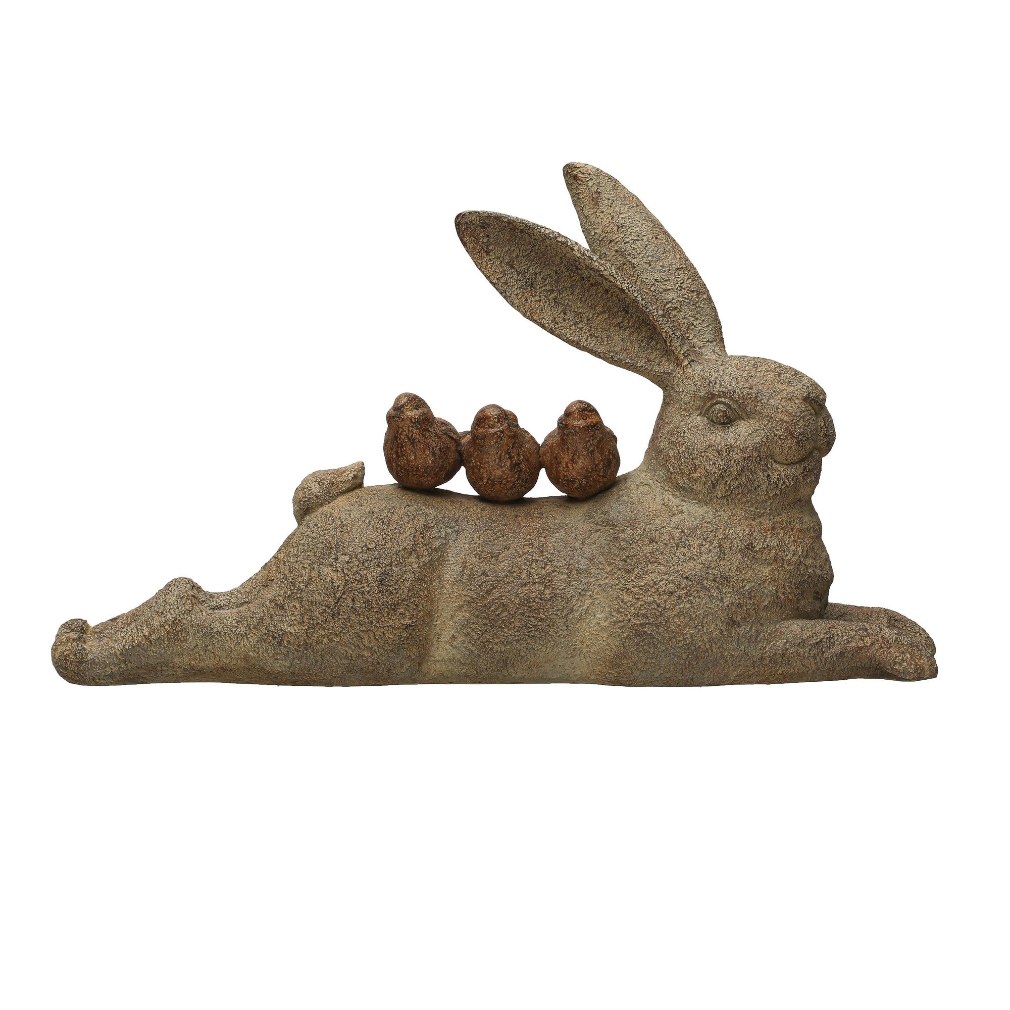 Resin Lying Rabbit w/Birds