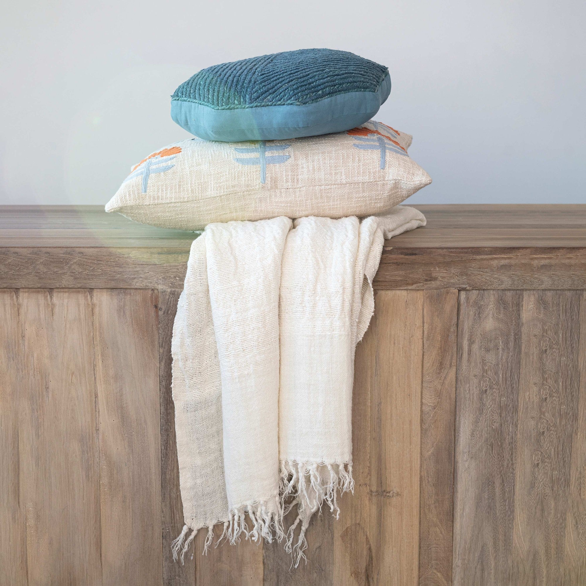 Woven Cotton Lumbar Pillow