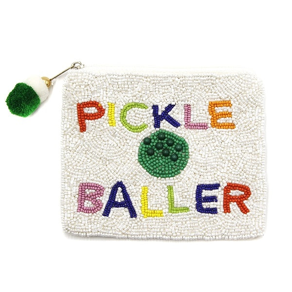PICKLE BALLER BEADED COIN POUCH