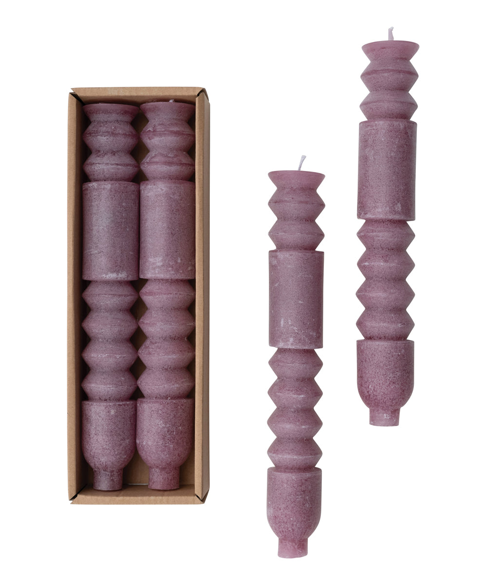 UNSCENTED TOTEM TAPER CANDLES- BOXED-QTY2-PINOT