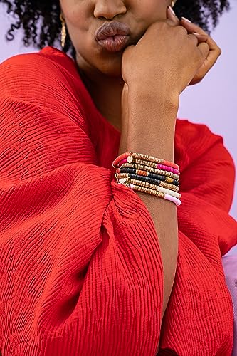 Hot Pink Gold Sequin Stretch Bracelet