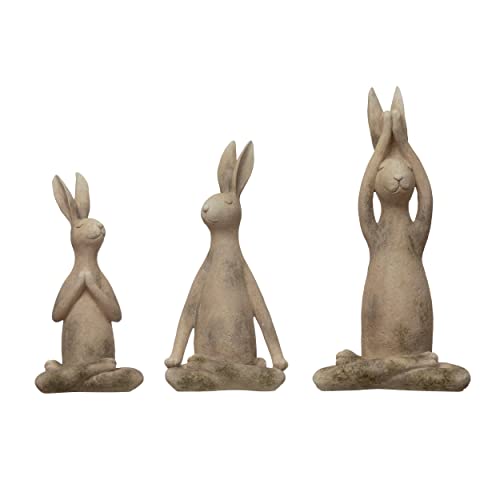 Resin Yoga Rabbit, Antique White