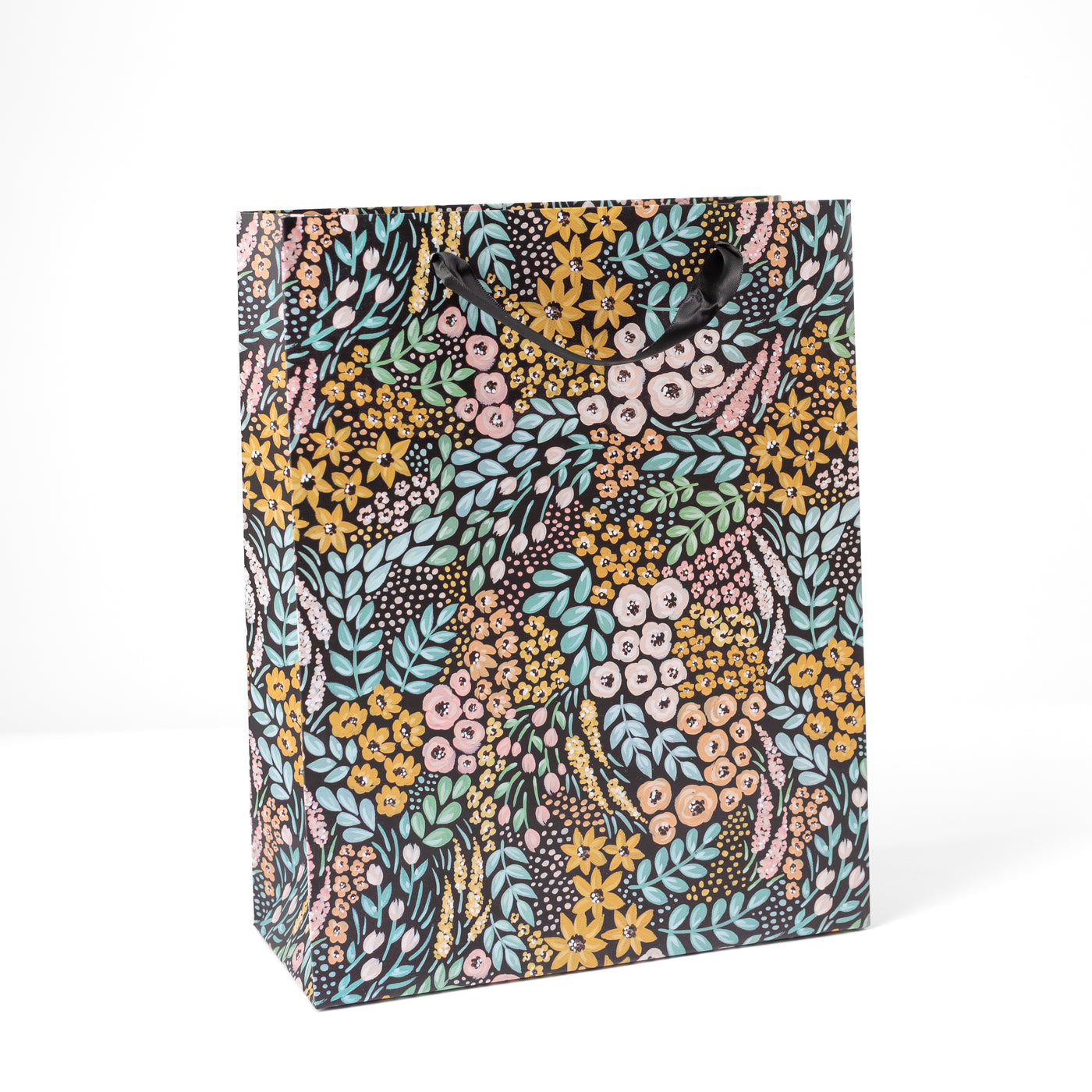 Black Floral Gift Bag - Small