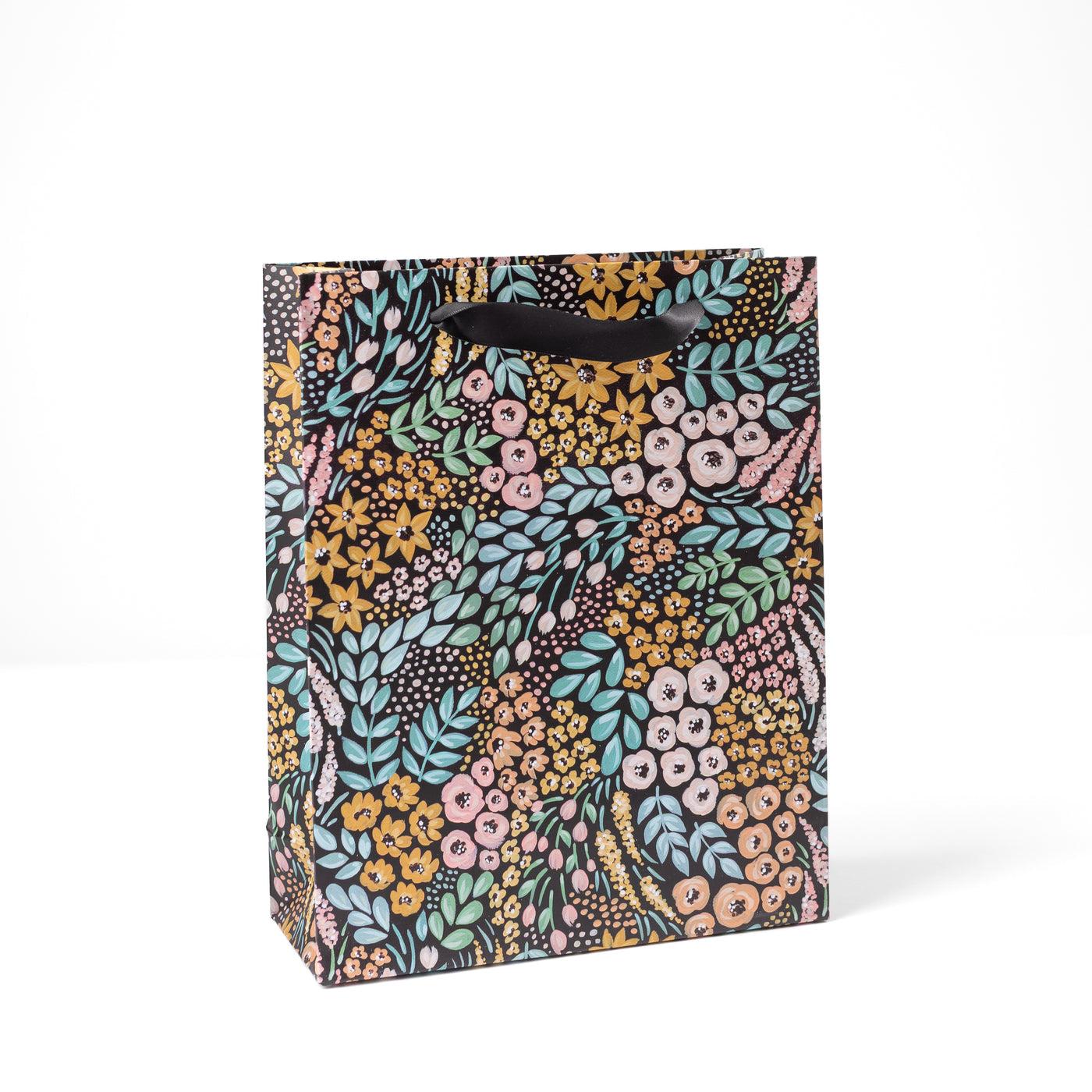Black Floral Gift Bag - Medium
