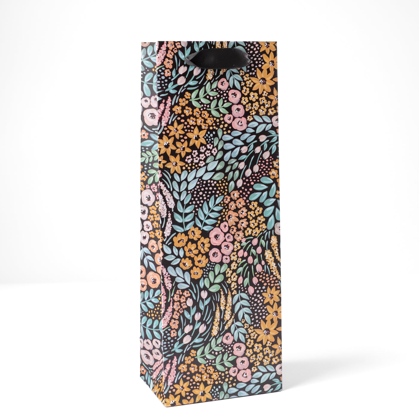 Black Floral Gift Bag - Medium