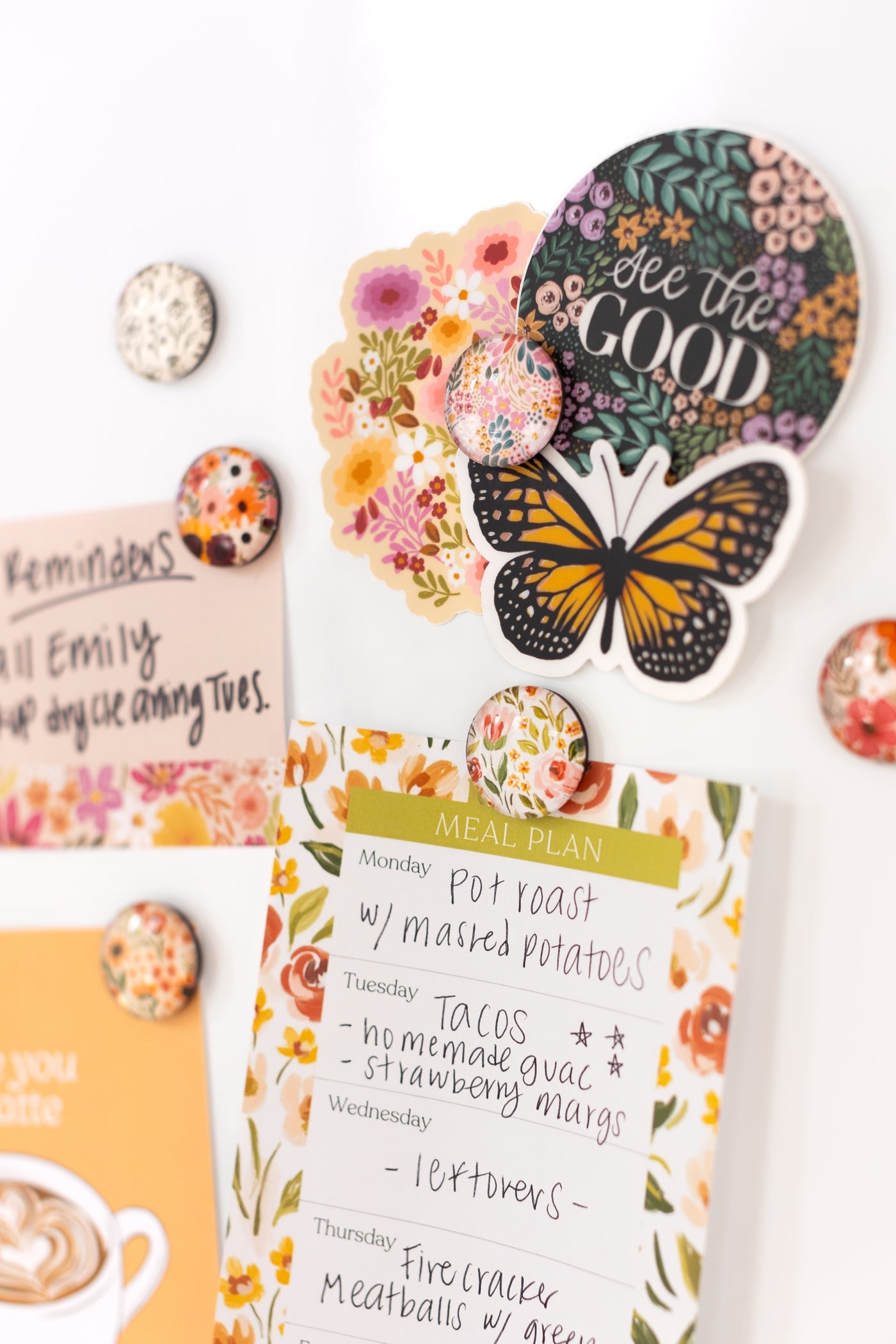 Glass Magnets (box of 8) Floral Summer Tones
