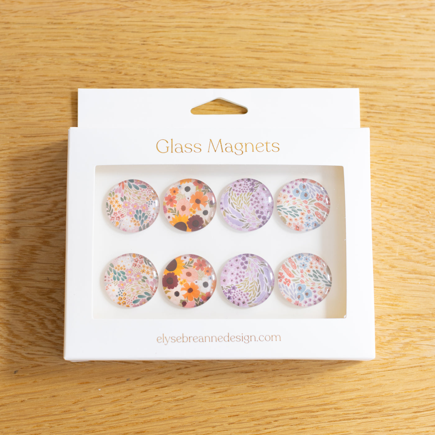Glass Magnets (box of 8) Floral Summer Tones