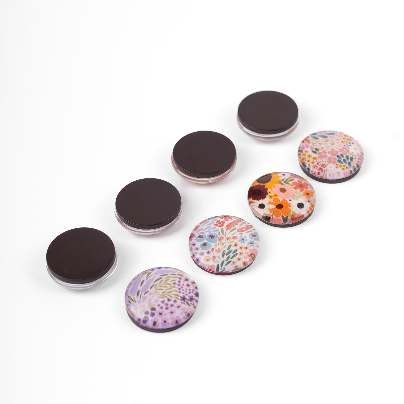 Glass Magnets (box of 8) Floral Summer Tones