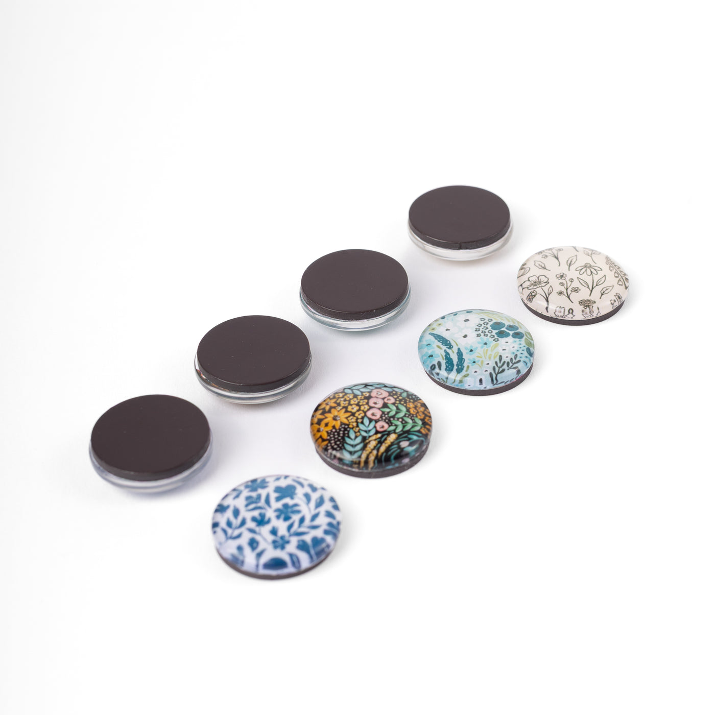 Glass Magnets (box of 8) Floral Winter Tones