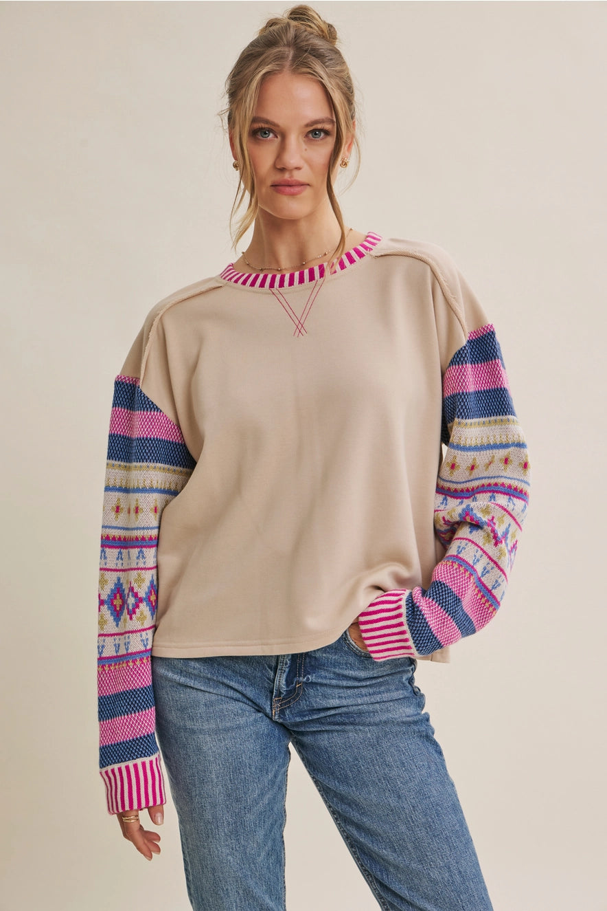 ALPINE AFTERNOON FAIR ISLE SWEATER/SHIRT-LARGE