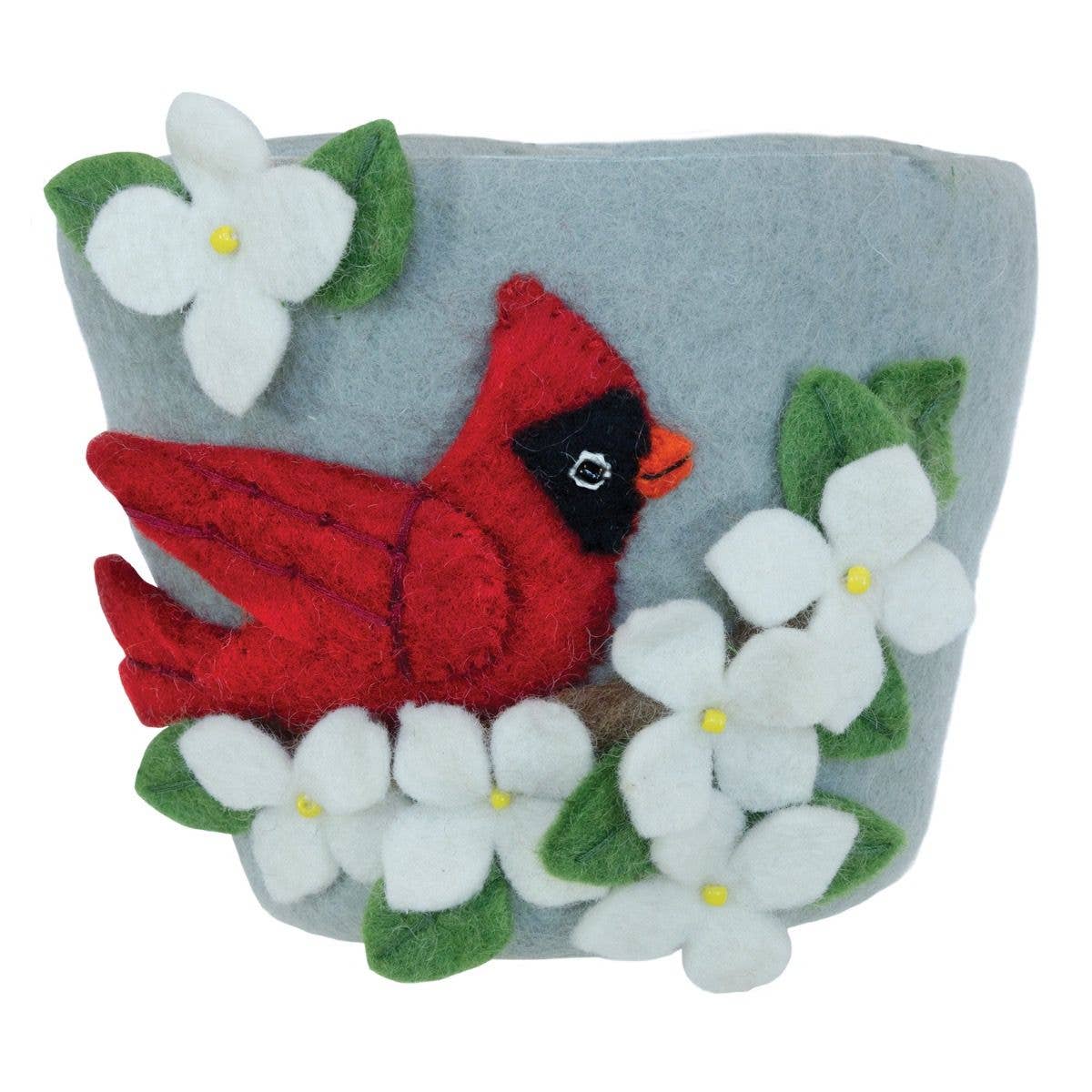 FELT POT-DOGWOOD CARDINAL