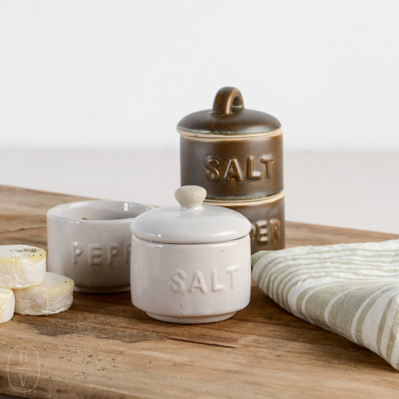 Stoneware Stackable Salt & Pepper Pots 3"x 5"
