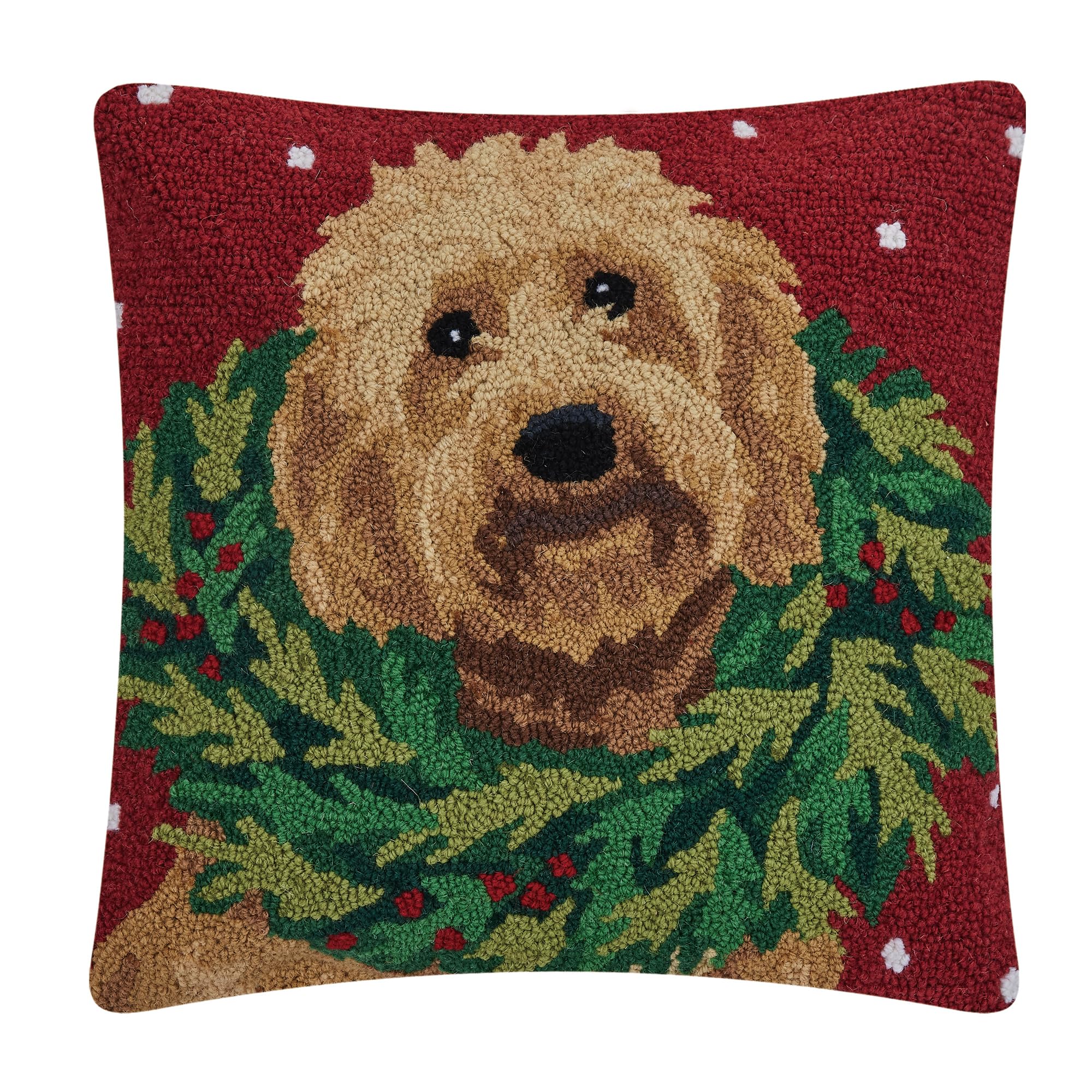 Labradoodle w/ Wreath 18" x 18"