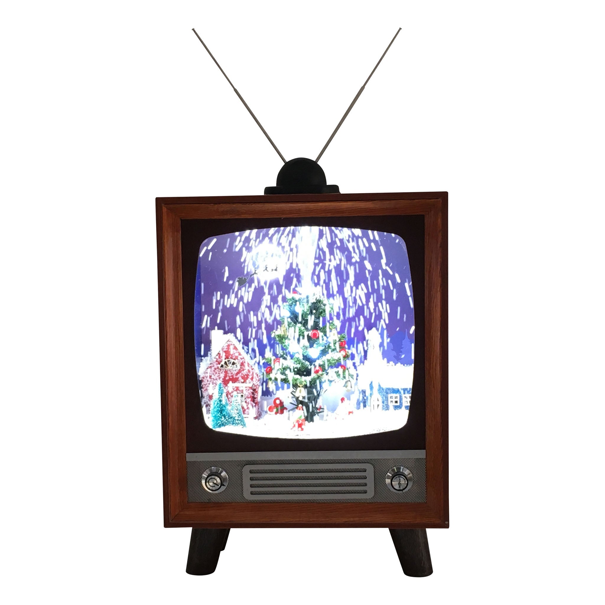 Large Retro TV w/ Christmas Scene