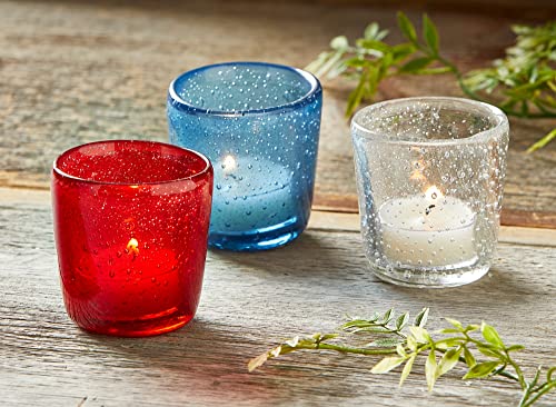Paint Box Blown Glass Tealight Holder Light Blue
