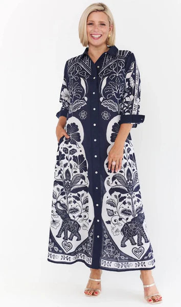 SACRED BLOOM MAXI DRESS-NAVY-MEDIUM