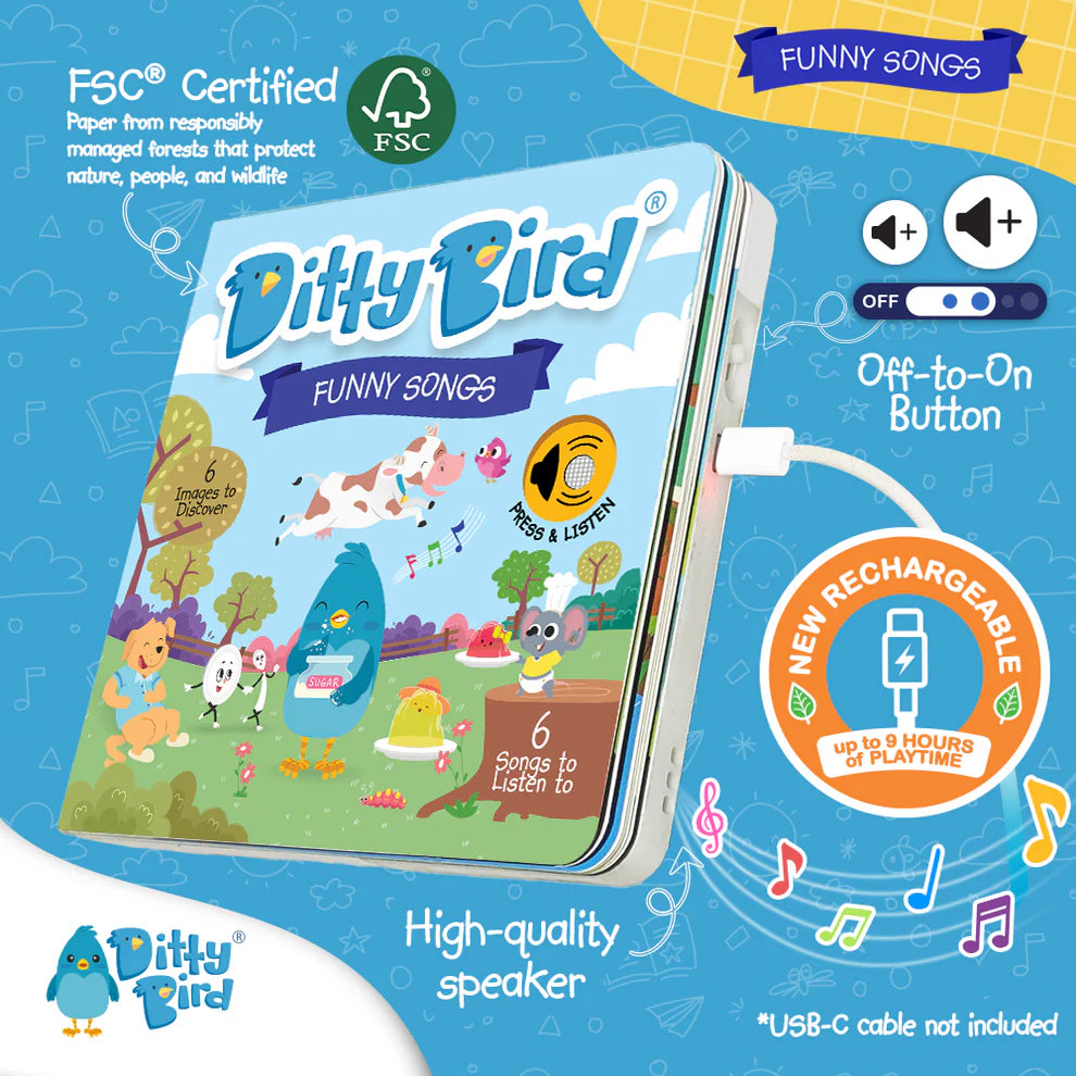 DITTY BIRD-FUNNY SONGS-RECHARGEABLE MUSICAL BOOK