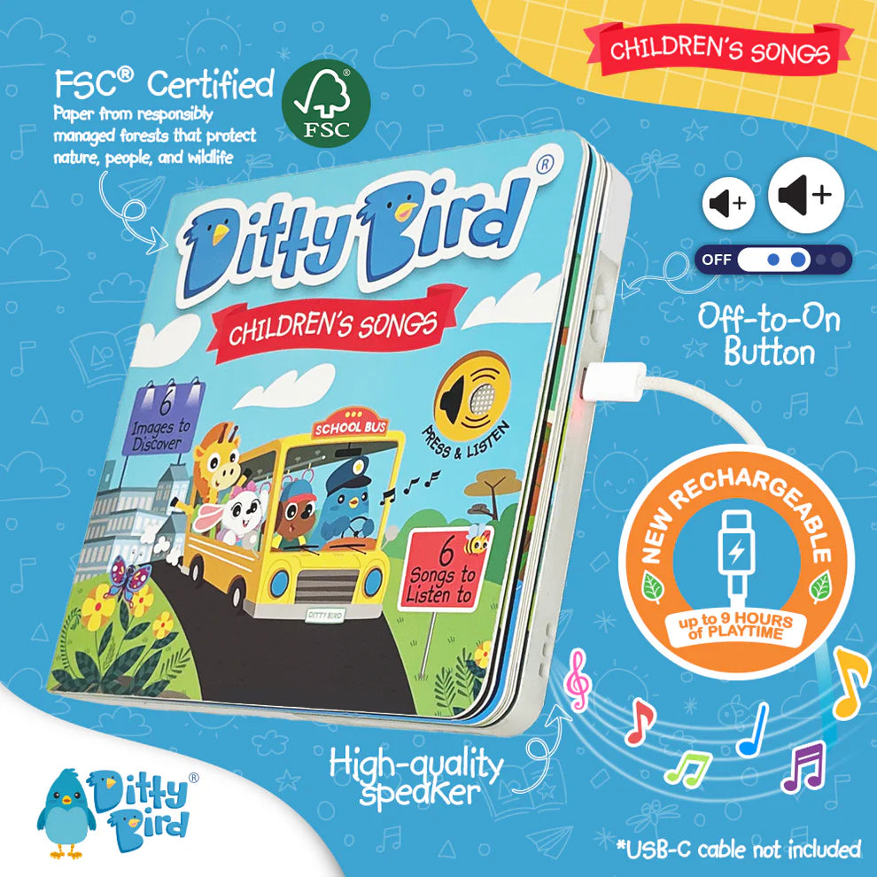 DITTY BIRD-CHILDREN'S SONGS-RECHARGEABLE MUSICAL BOOK