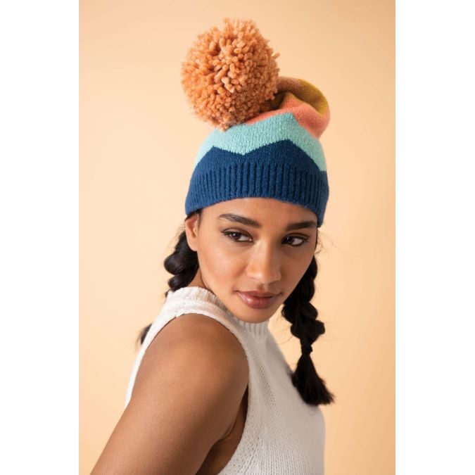 NORA BOBBLE HAT NAVY MIX