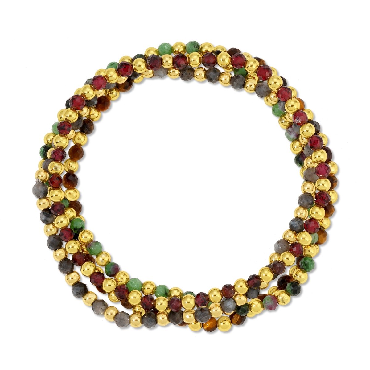 Bracelet - Multi color Stones w/Bead Accents Brights/Gold
