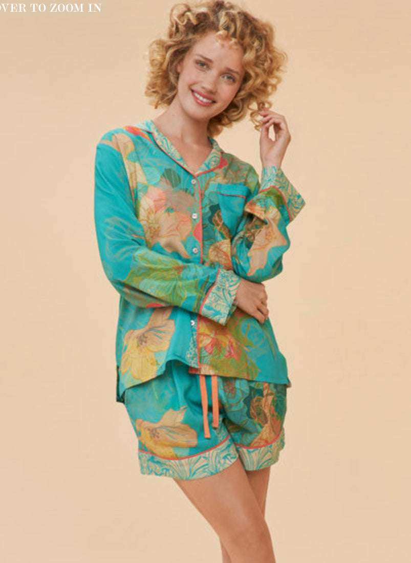SUPER SOFT HUMMINGBIRD PAJAMAS AQUA LARGE