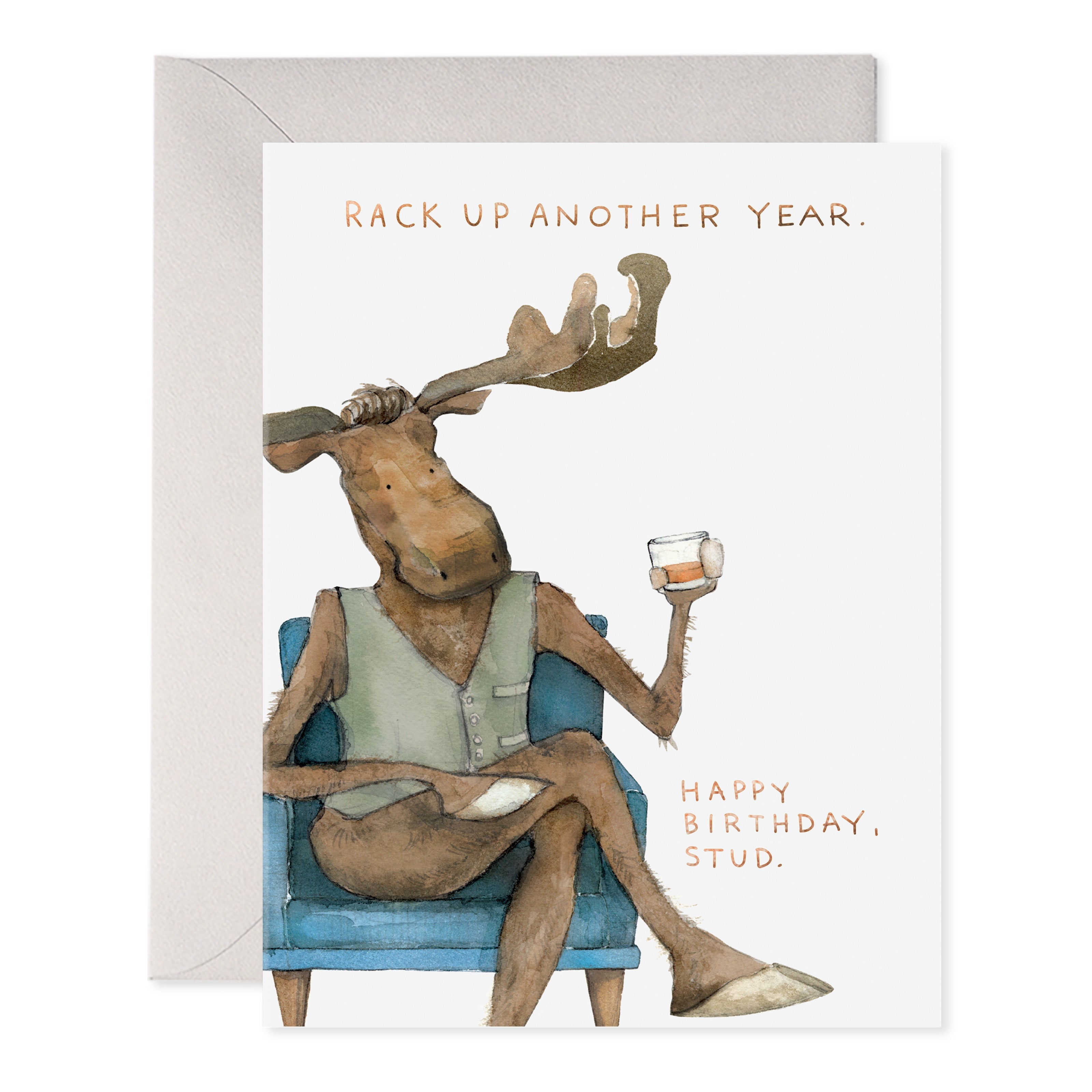 HARVEY MOOSE STUD BIRTHDAY CARD