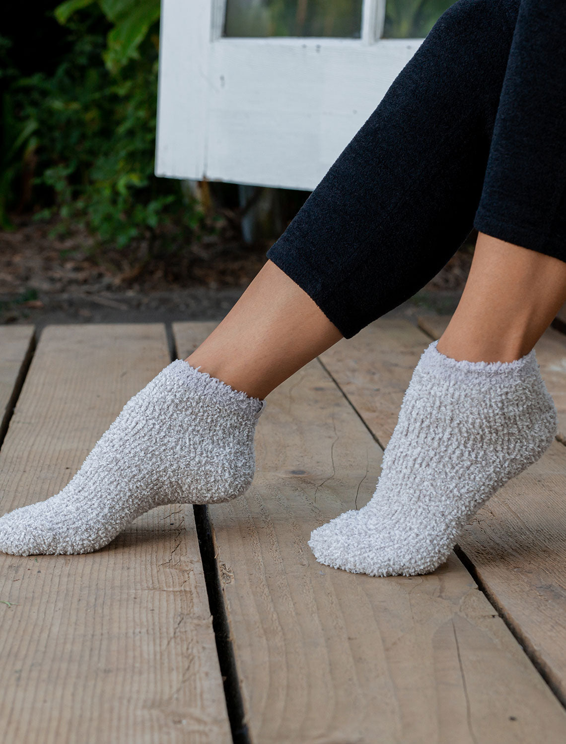 Cozy Chic 2 Pair Tennis Sock Set - Oyster Multi