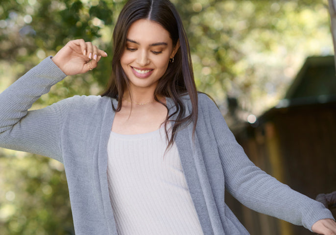 Cozy Chic Lite Circle Cardi - Stone - Medium