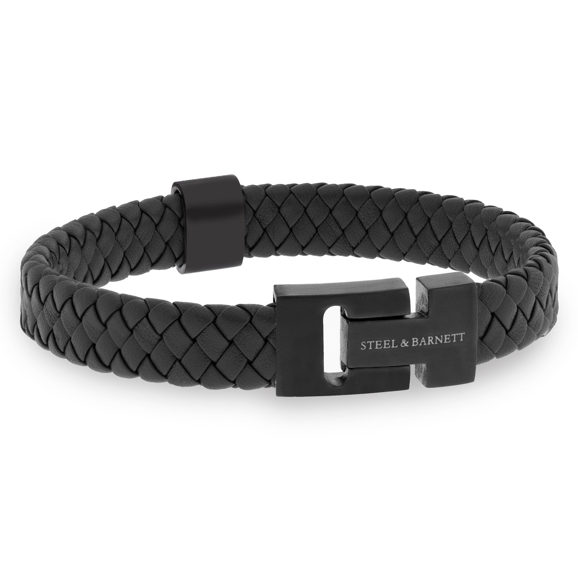 LEATHER BRACELET-HARRISON-BLACK-LARGE