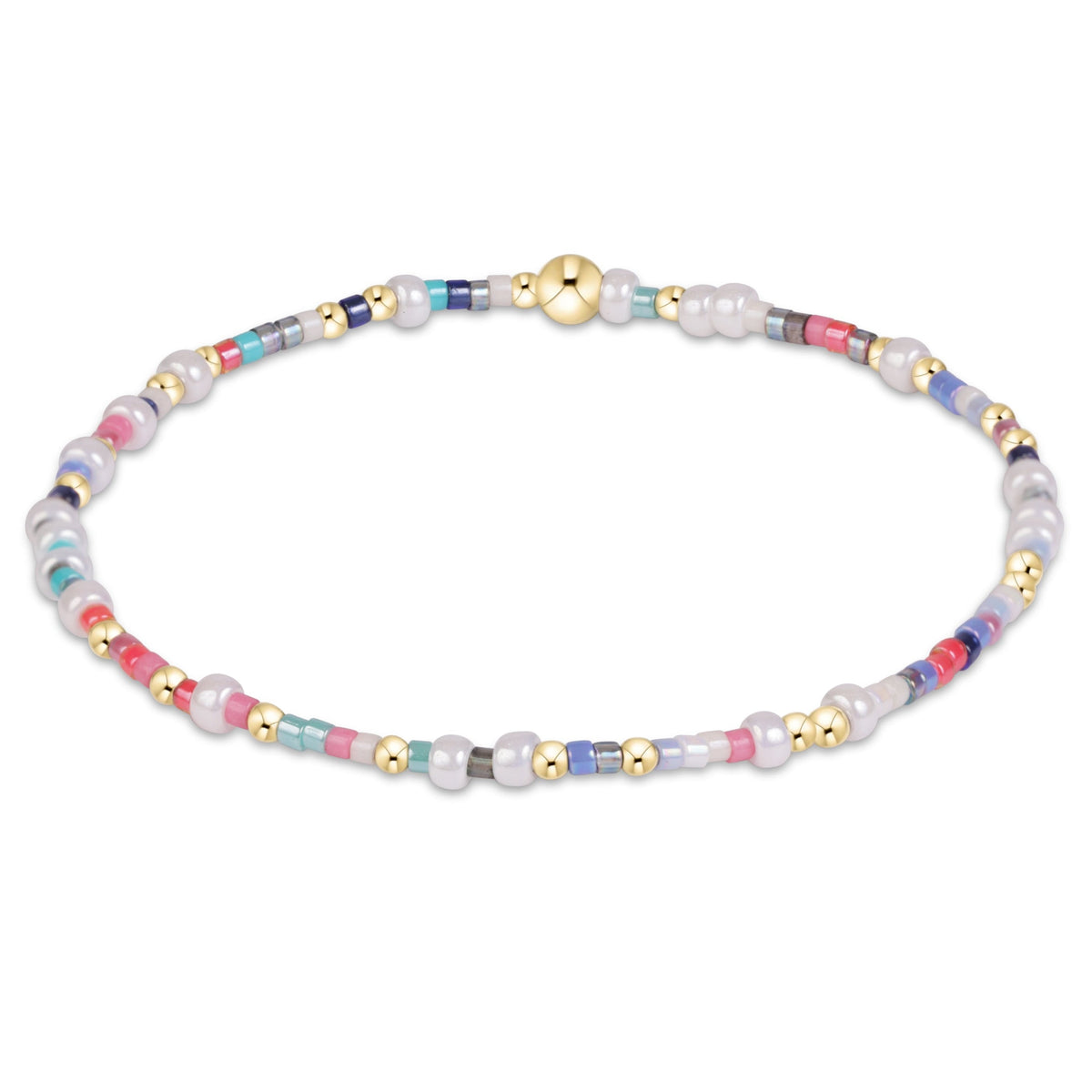 eNewton Hope Unwritten bracelet with multicolor seed beads, freshwater pearls, and gold beads
