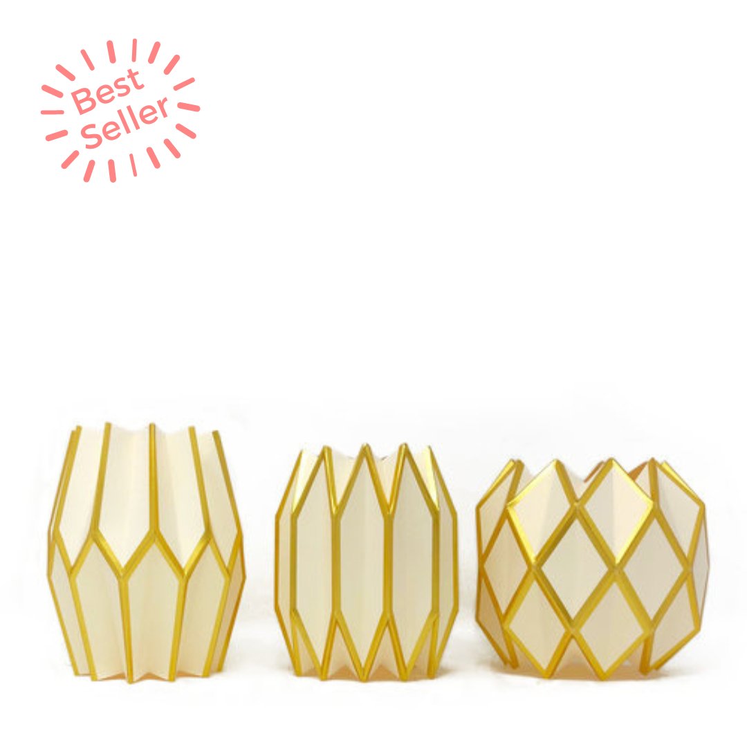Gold Pearl w/ Gold Foil Vase Wrap (set of 3)