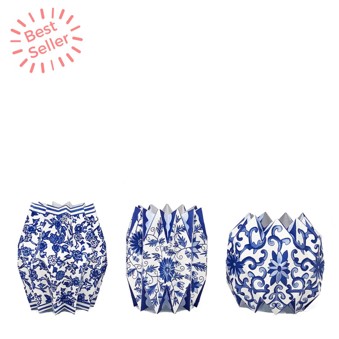 Blue Chinoiserie Vase Wrap (set of 3)