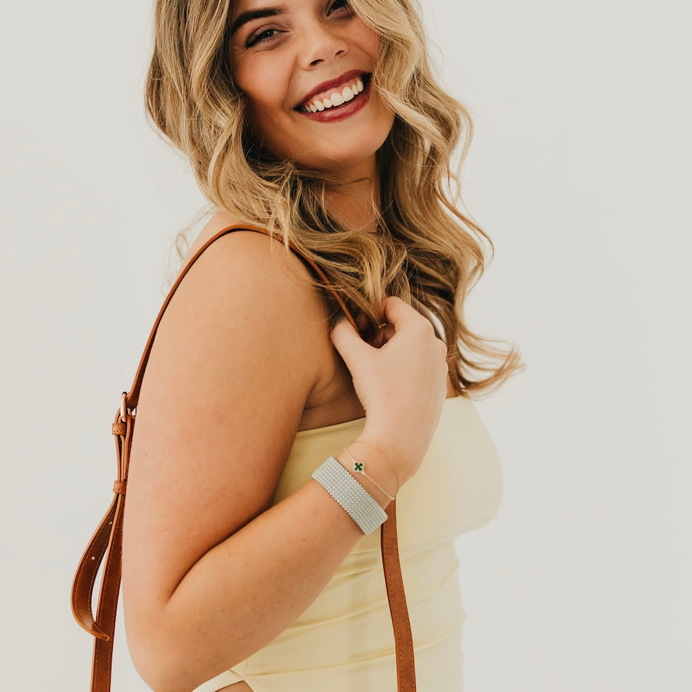 BRAIDED MESH CUFF BRACELET-SILVER