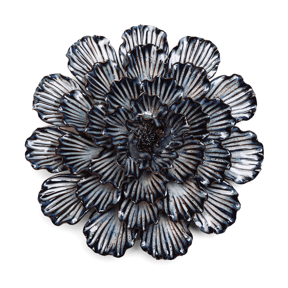 Ceramic Flower Collection Navy Dinner Plate Dahlia