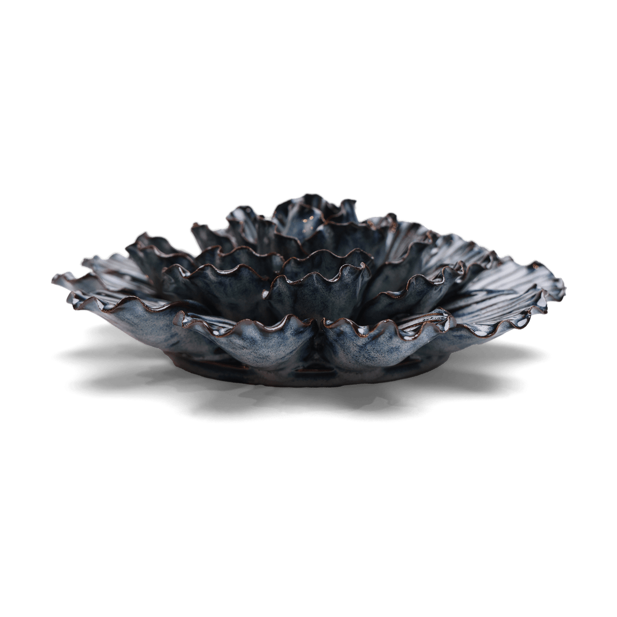 Ceramic Flower Collection Navy Dinner Plate Dahlia