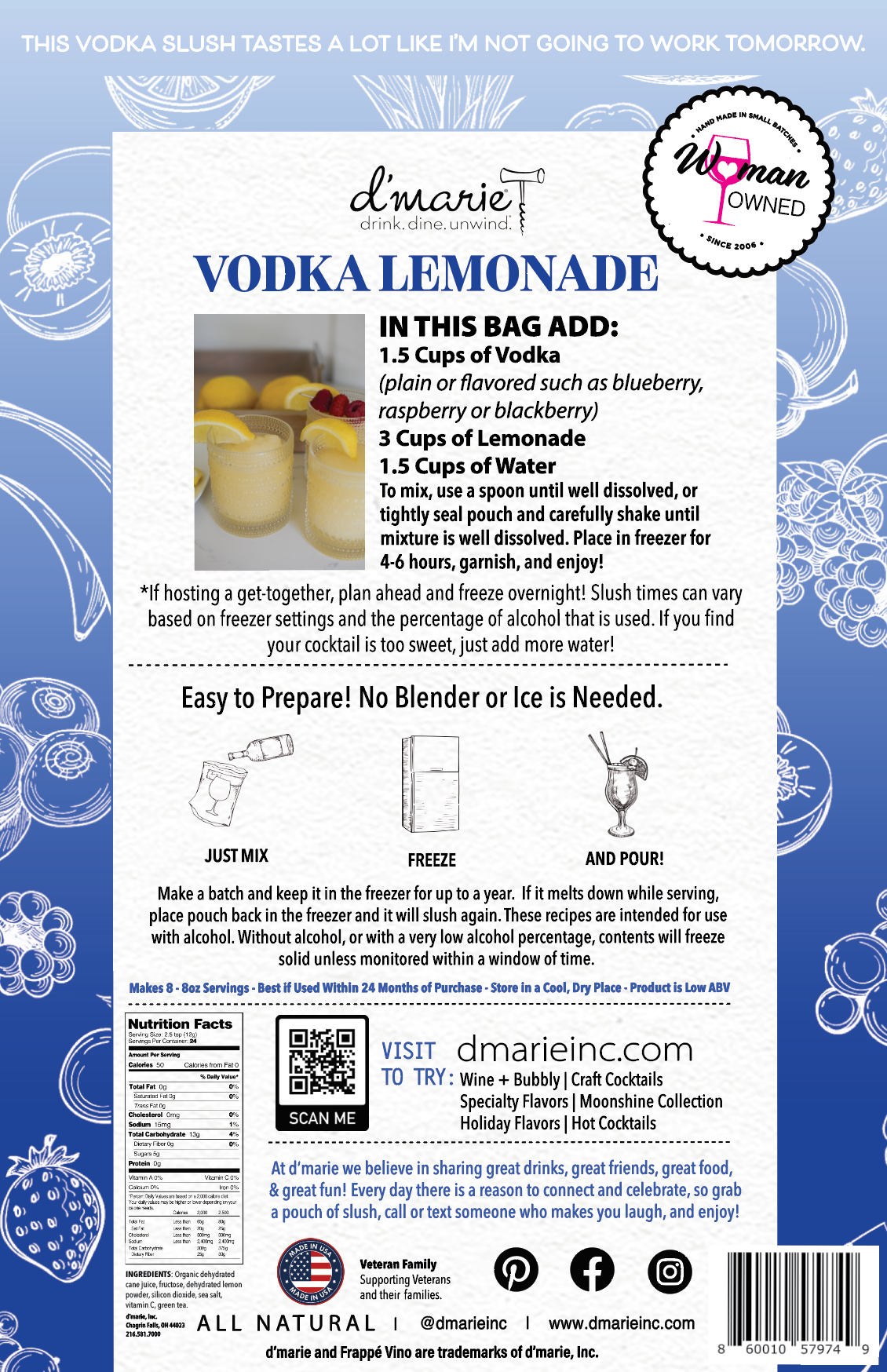Vodka Lemonade 10 oz Slush Mix