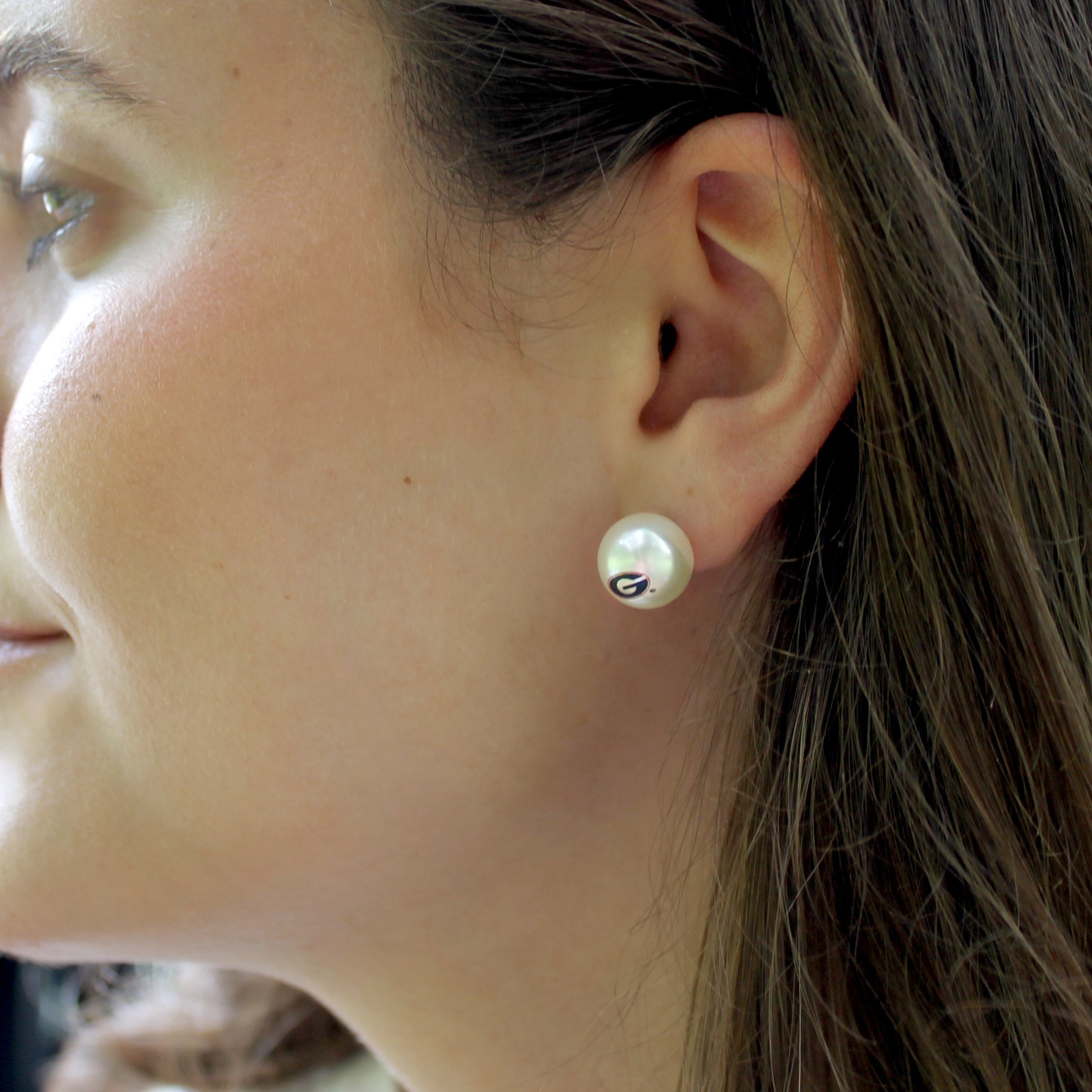 North Carolina Logo Pearl  Stud Earrings