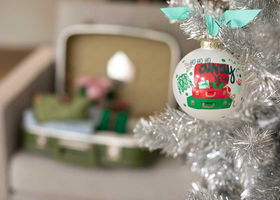 AWAY WE GO 100MM GLASS ORNAMENT